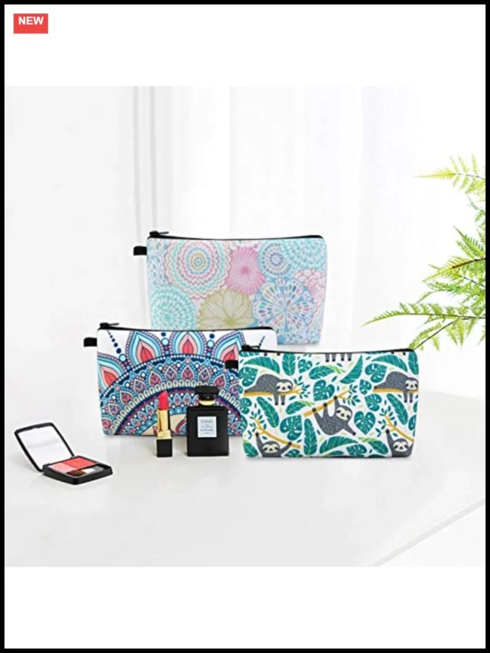 3 Pack Makeup Bag Polyester Waterproof Travel Cosmetic Pouch Set Women Toiletry